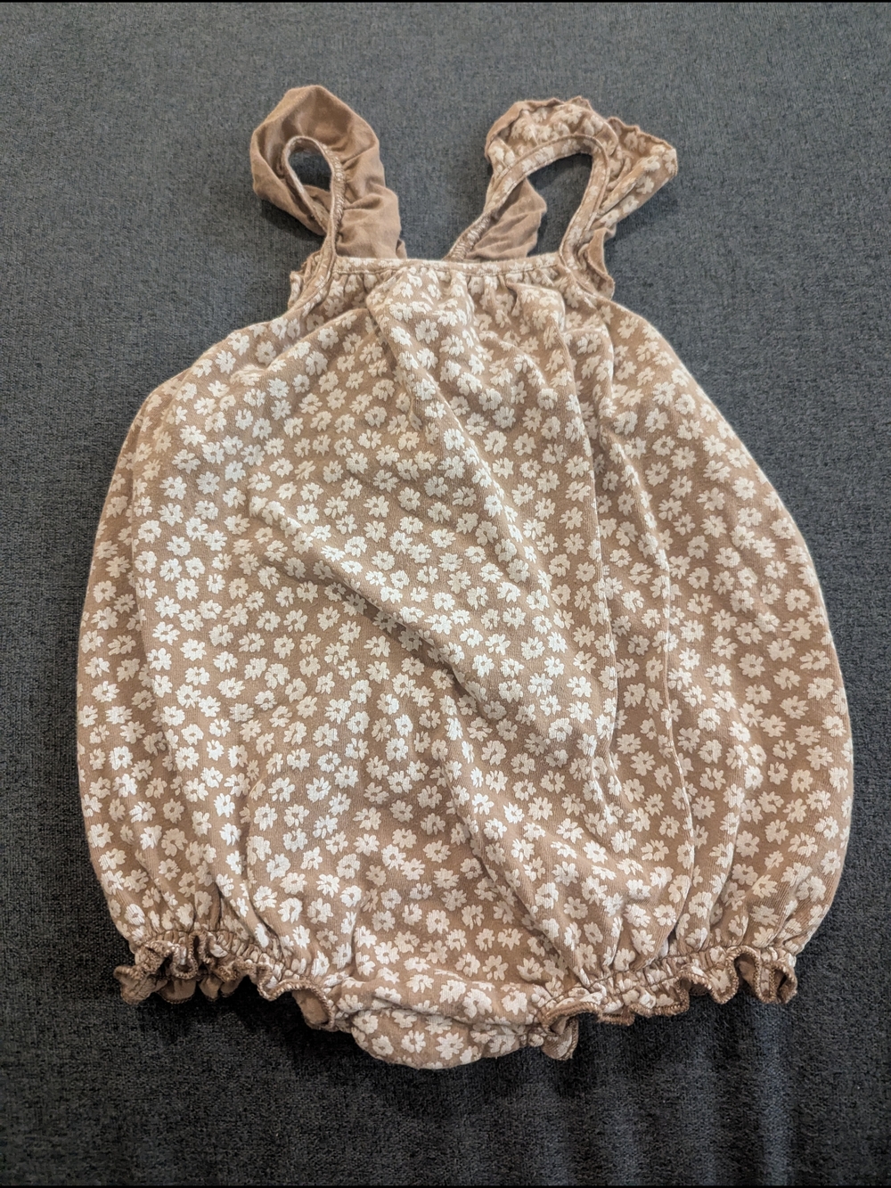 Rylee + Cru Brown Floral Bubble Baby Romper